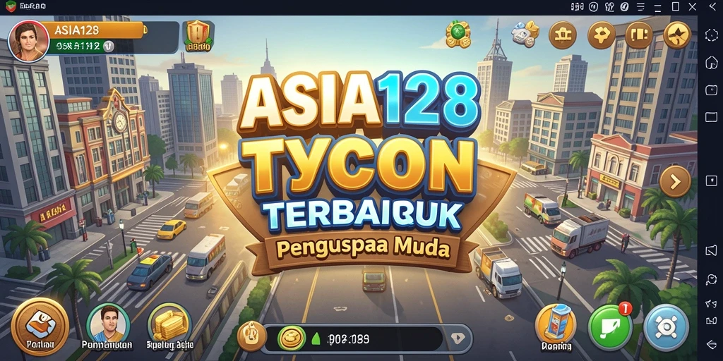 Tampilan screenshot utama ASIA128 yang menunjukkan gameplay Tycoon.