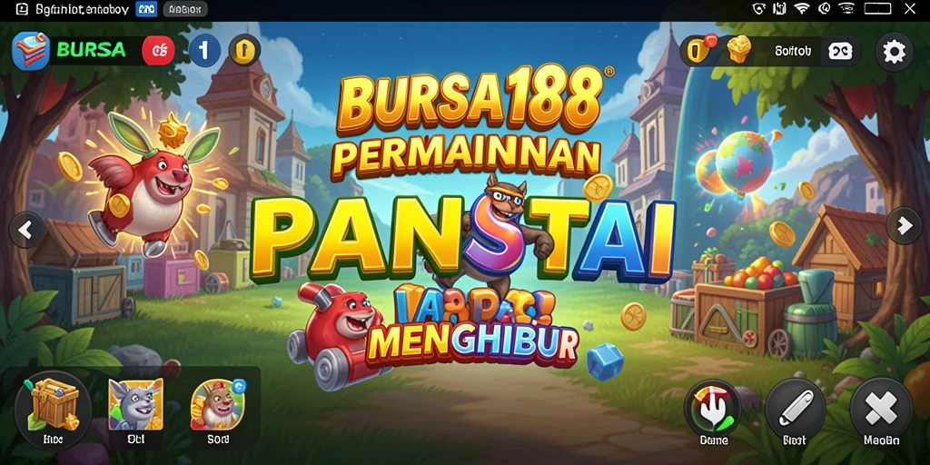 Tampilan gameplay BURSA188 yang ceria dan menghibur.