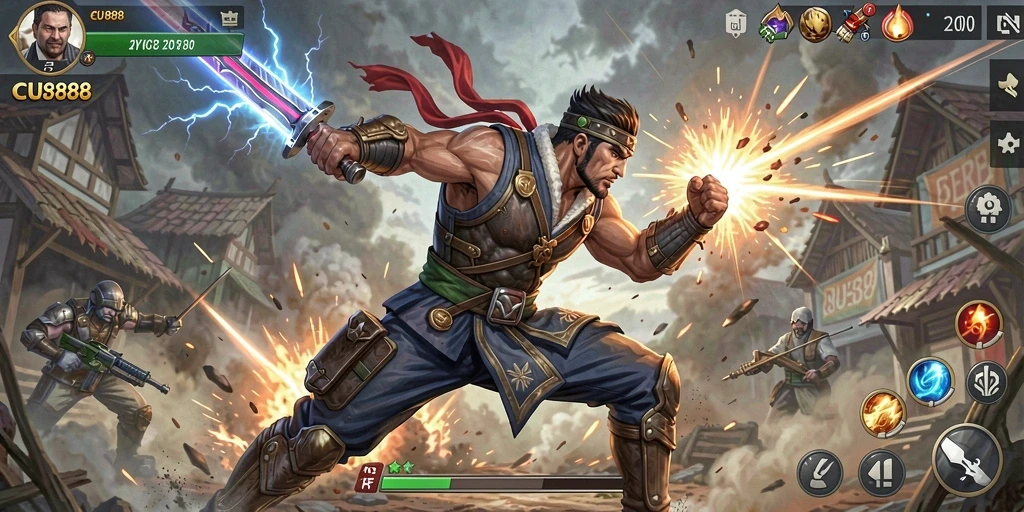 Screenshot dari gameplay CU888 yang intens dan penuh aksi.