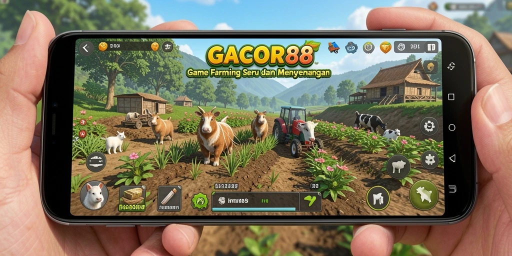 Screenshot utama GACOR88 menunjukkan aktivitas bercocok tanam yang menawan.