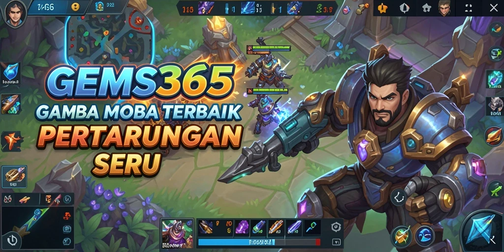 Tangkapan layar utama yang menampilkan aksi intens dari gameplay MOBA.