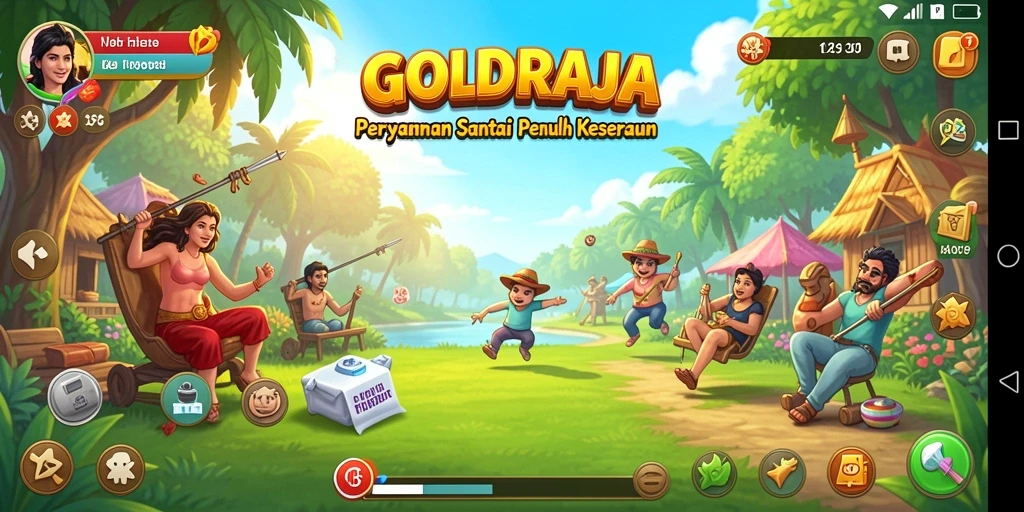 Tampilan gameplay dari GOLDRAJA yang penuh warna dan seru.