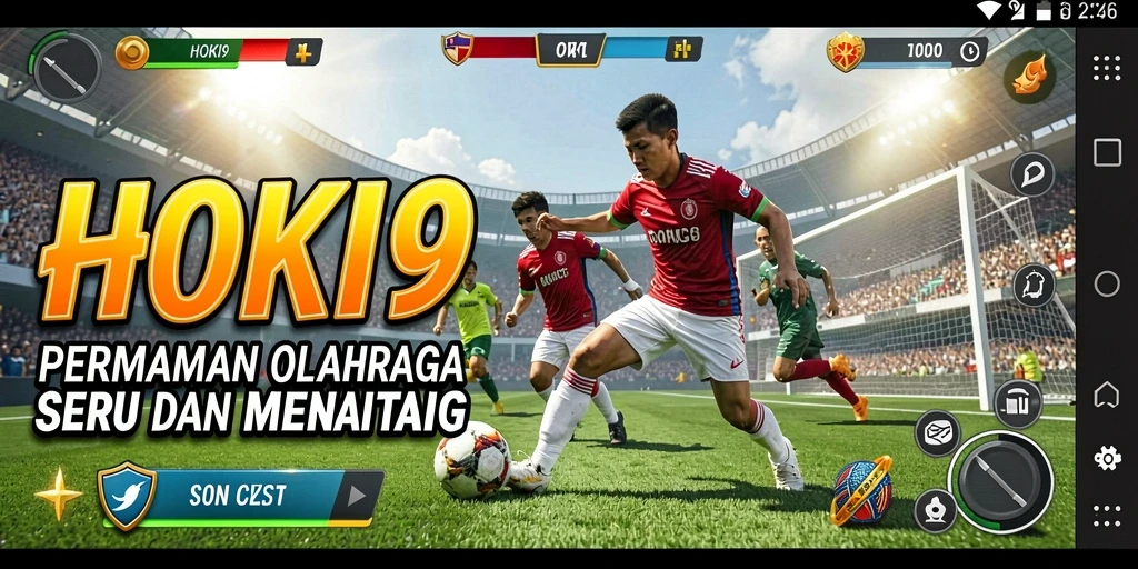 Screenshot utama HOKI9 menampilkan aksi intens permainan olahraga.