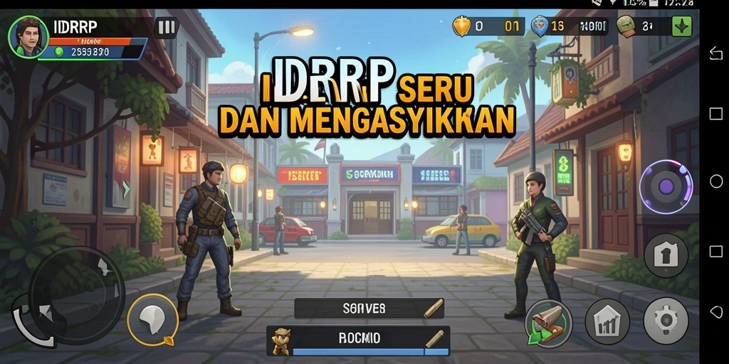 Tangkapan layar gameplay IDRRP menampilkan karakter mengumpulkan sumber daya dengan otomatis.