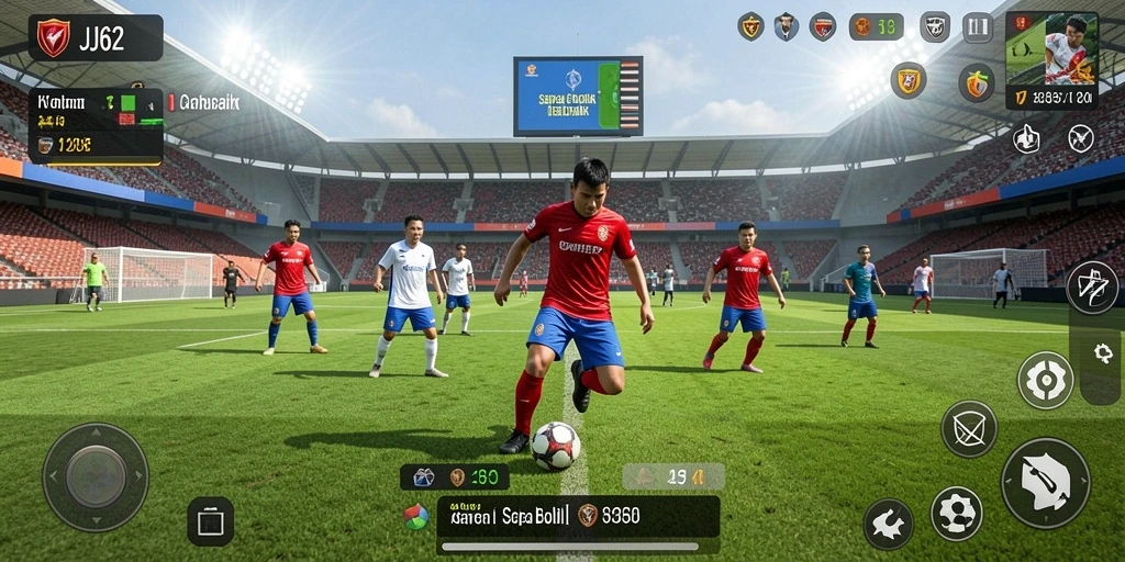 Tampilan gameplay menarik dari JJ62 saat pertandingan sepak bola.
