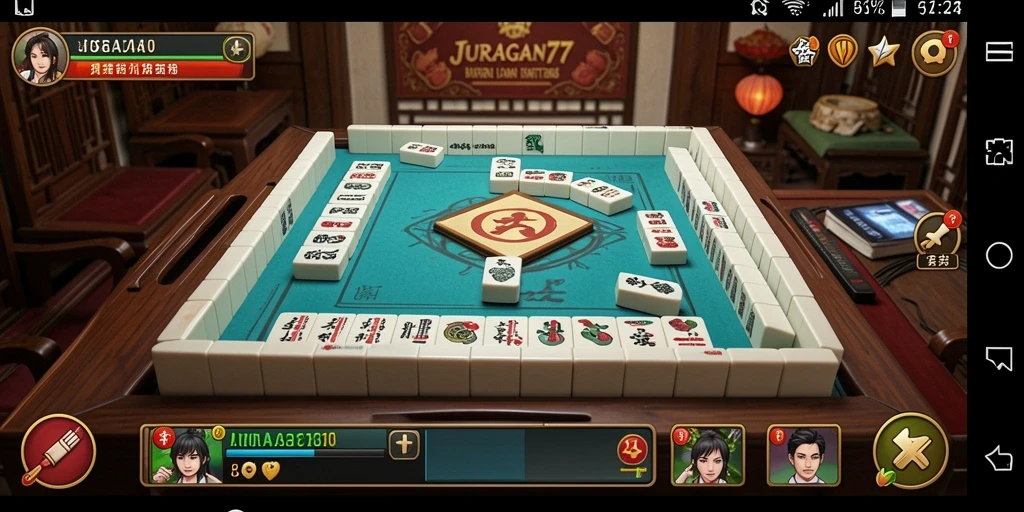 Tangkapan layar utama JURAGAN77 menampilkan gameplay Mahjong yang mendebarkan.