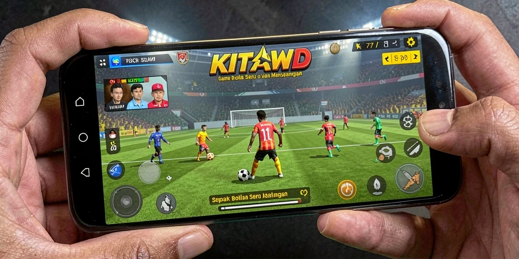 Tampilan layar gameplay seru dari game sepak bola KITAWD.