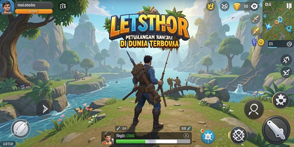 Tampilan gameplay LETSTHOR yang menggambarkan dunia Open World yang luas dan interaktif.