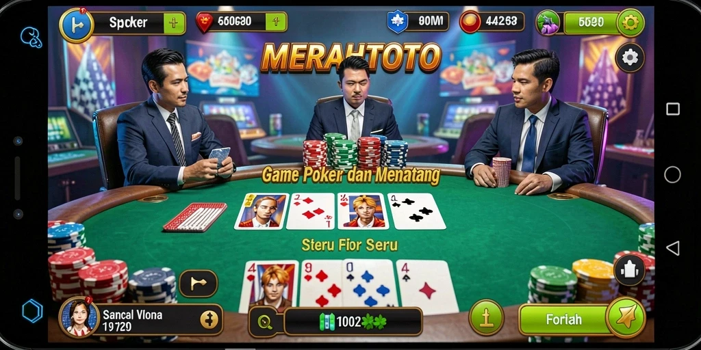 Tampilan dinamis gameplay poker di MERAHTOTO.