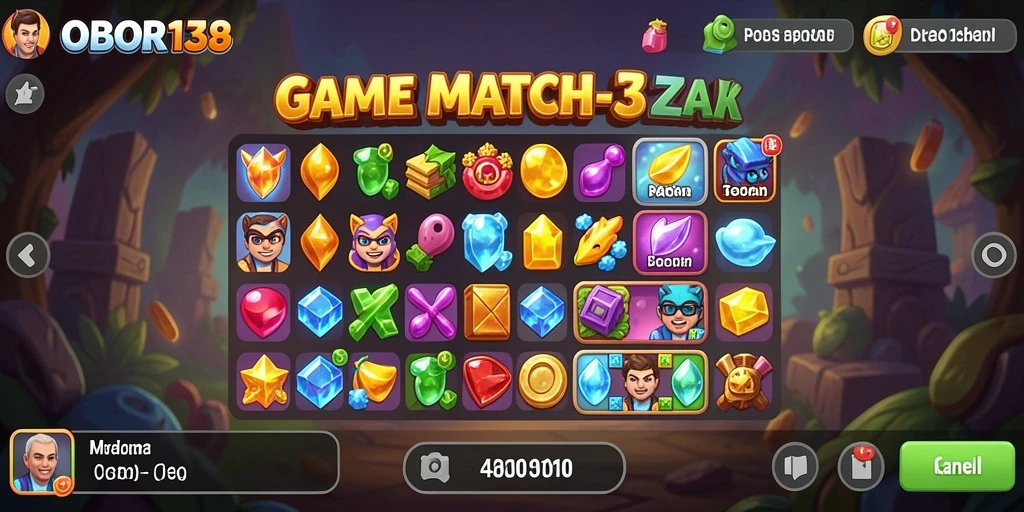 Tampilkan gameplay seru dan penuh warna dalam OBOR138 Match-3.