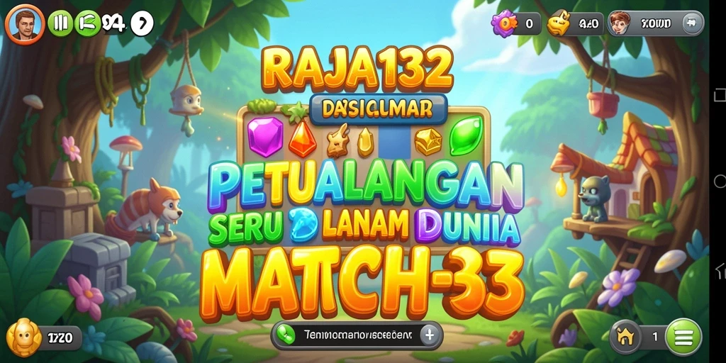 Screenshot gameplay RAJA132 yang penuh warna dan tantangan Match-3.