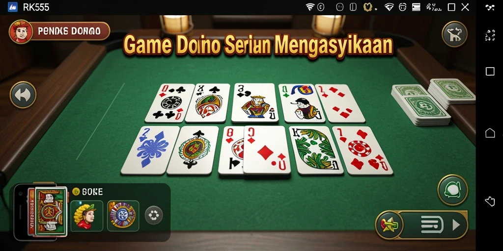 Screenshot utama RK55 menampilkan gameplay seru domino.
