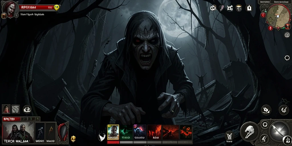 Screenshot gameplay RP6789 menampilkan suasana horror yang mencekam.