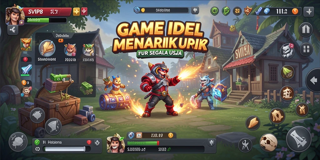 Screenshot gameplay SVIP8 yang menunjukkan kemajuan karakter dalam mode Idle.