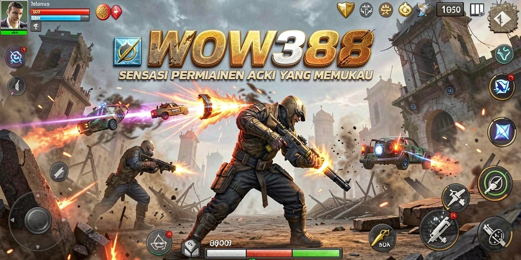 Tampilan aksi seru dalam <strong>WOW388</strong> dengan karakter dan senjata yang beragam.